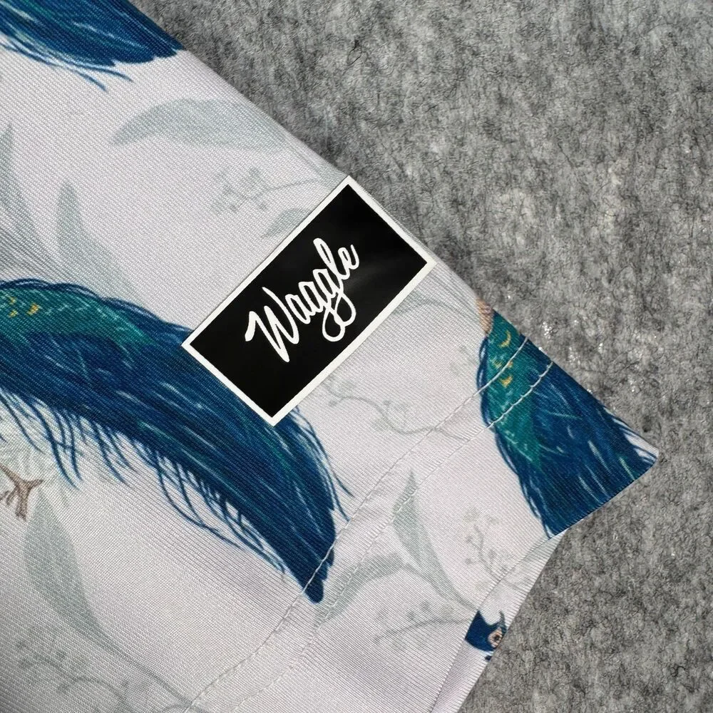 Waggle Polo Shirt Mens XL White Short Sleeve Golf Office Casual Peacock - Picture 5 of 7